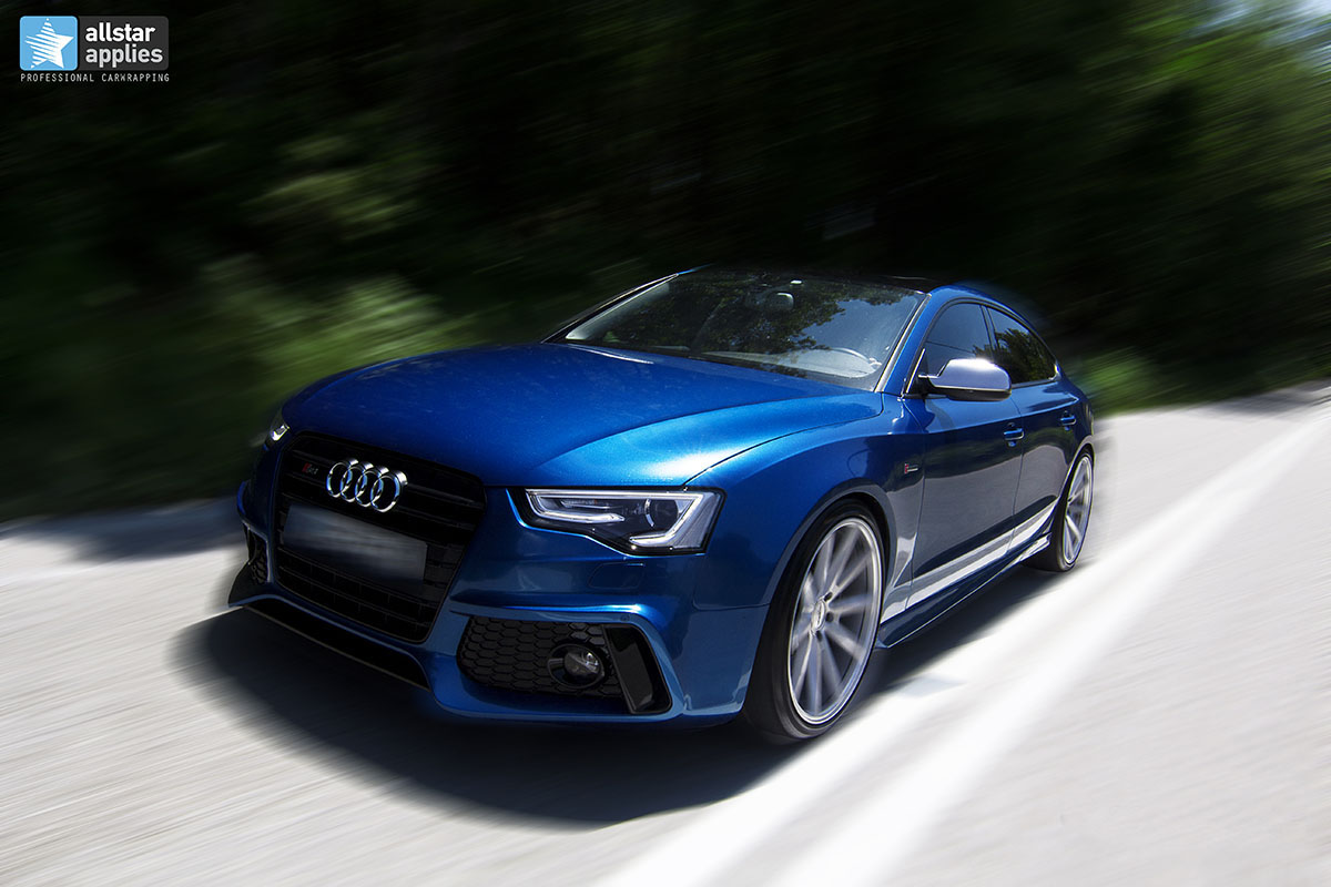 Audi s5 car wrapping Daytoba Blue Metallic Thessaloniki Allstar Applies